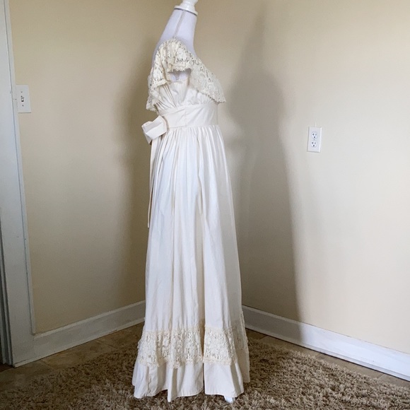Vintage 1970s Gunne Sax By Jessica San Fransisco Cotton Muslin Wedding Dress - Picture 9 of 16